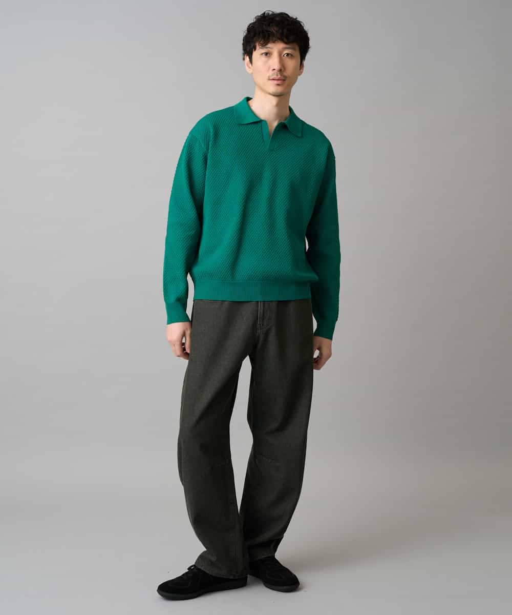 KHLED10069 a.v.v MEN(アー・ヴェ・ヴェ) 【洗濯機で洗える】デニムバレルレッグイージーパンツ ブラック