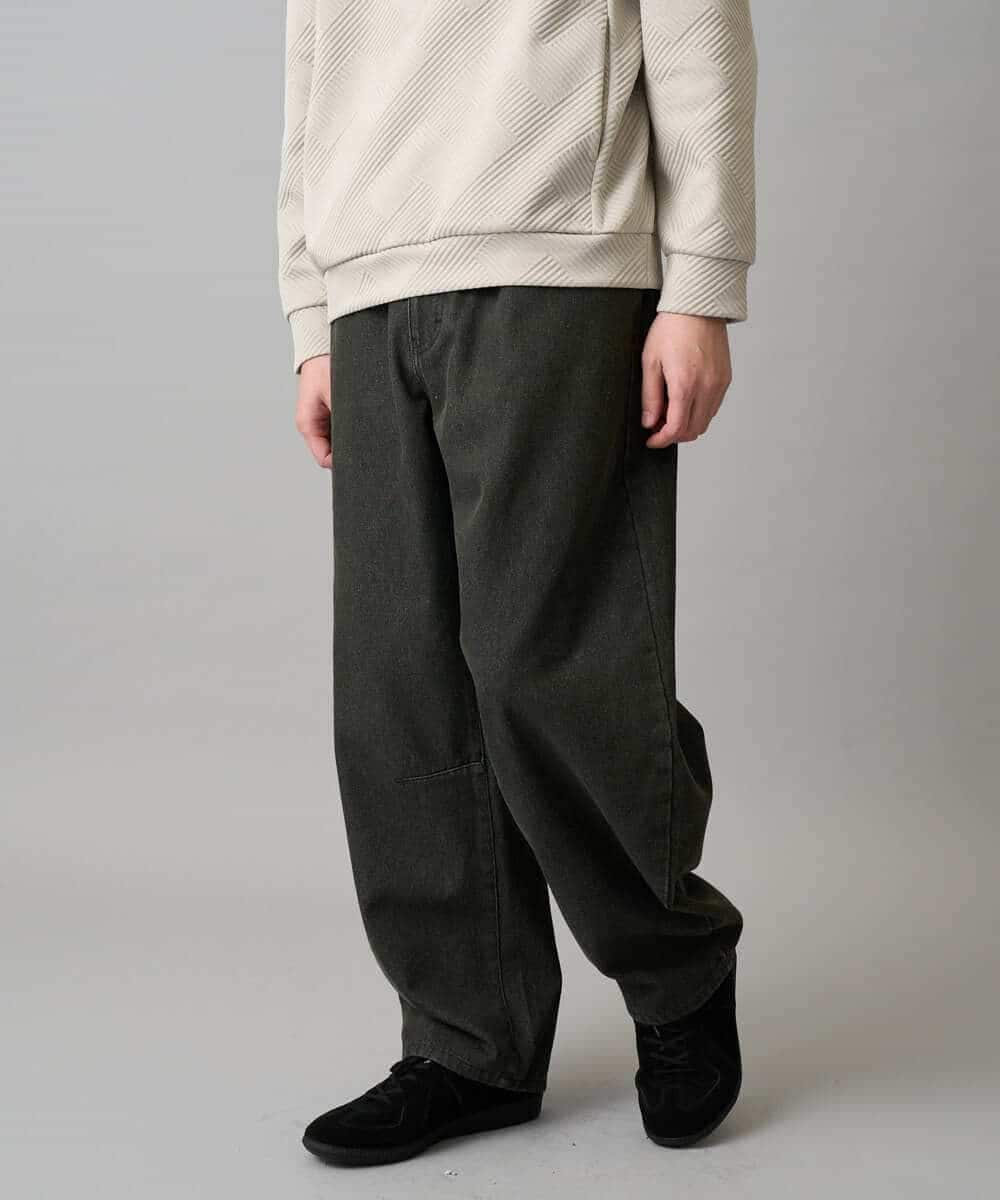 KHLED10069 a.v.v MEN(アー・ヴェ・ヴェ) 【洗濯機で洗える】デニムバレルレッグイージーパンツ ブラック
