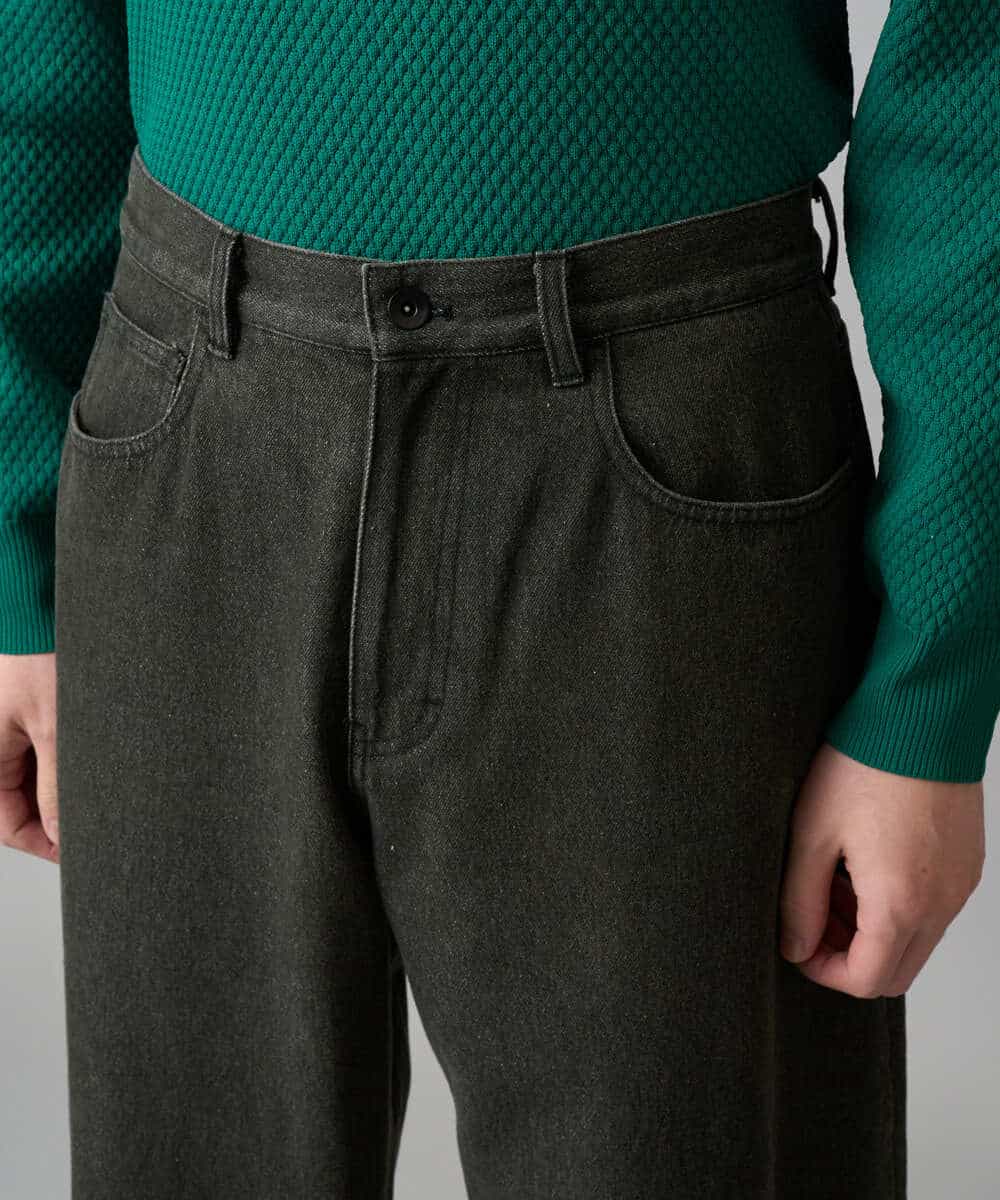 KHLED10069 a.v.v MEN(アー・ヴェ・ヴェ) 【洗濯機で洗える】デニムバレルレッグイージーパンツ ブラック