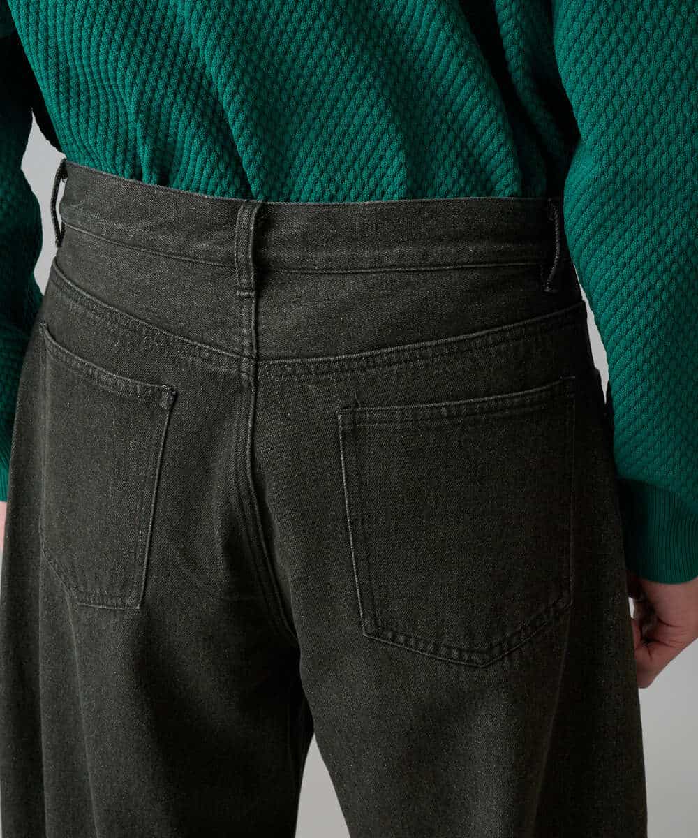 KHLED10069 a.v.v MEN(アー・ヴェ・ヴェ) 【洗濯機で洗える】デニムバレルレッグイージーパンツ ブラック