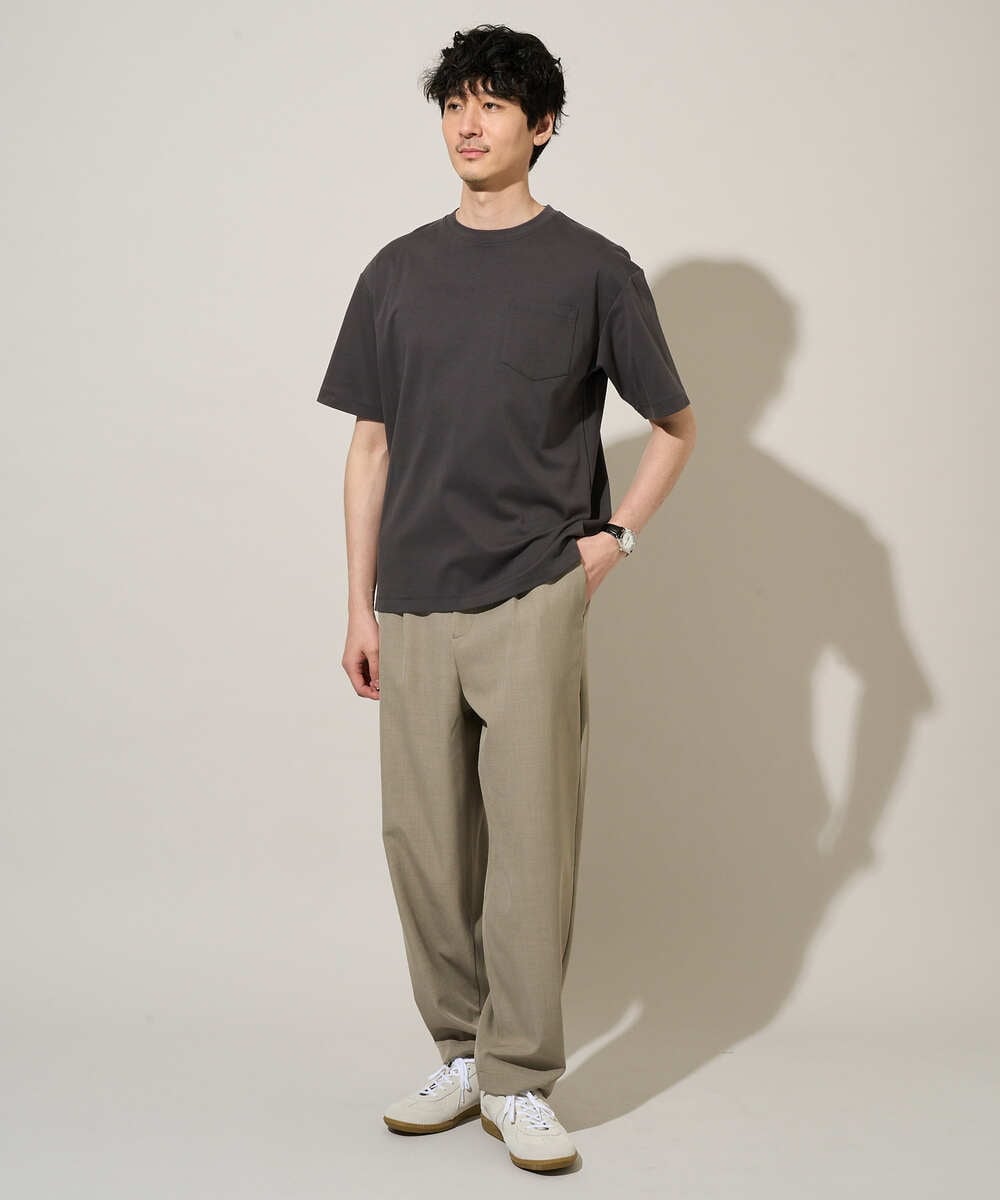 KHLED12069 a.v.v MEN(アー・ヴェ・ヴェ) 【イージーケア/洗濯機で洗える/毛玉になりにくい/ストレッチ】メランジツイルイージーバルーンパンツ ブラック