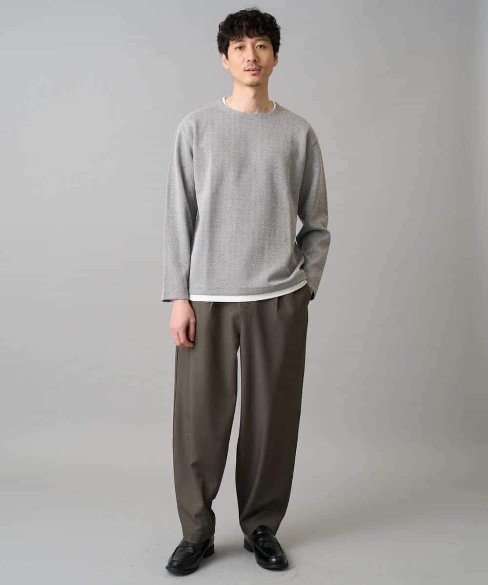 KHLED12069 a.v.v MEN(アー・ヴェ・ヴェ) 【イージーケア/洗濯機で洗える/毛玉になりにくい/ストレッチ】メランジツイルイージーバルーンパンツ ブラック