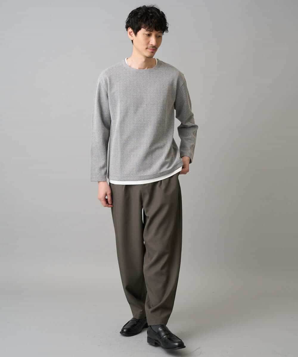 KHLED12069 a.v.v MEN(アー・ヴェ・ヴェ) 【イージーケア/洗濯機で洗える/毛玉になりにくい/ストレッチ】メランジツイルイージーバルーンパンツ ブラック