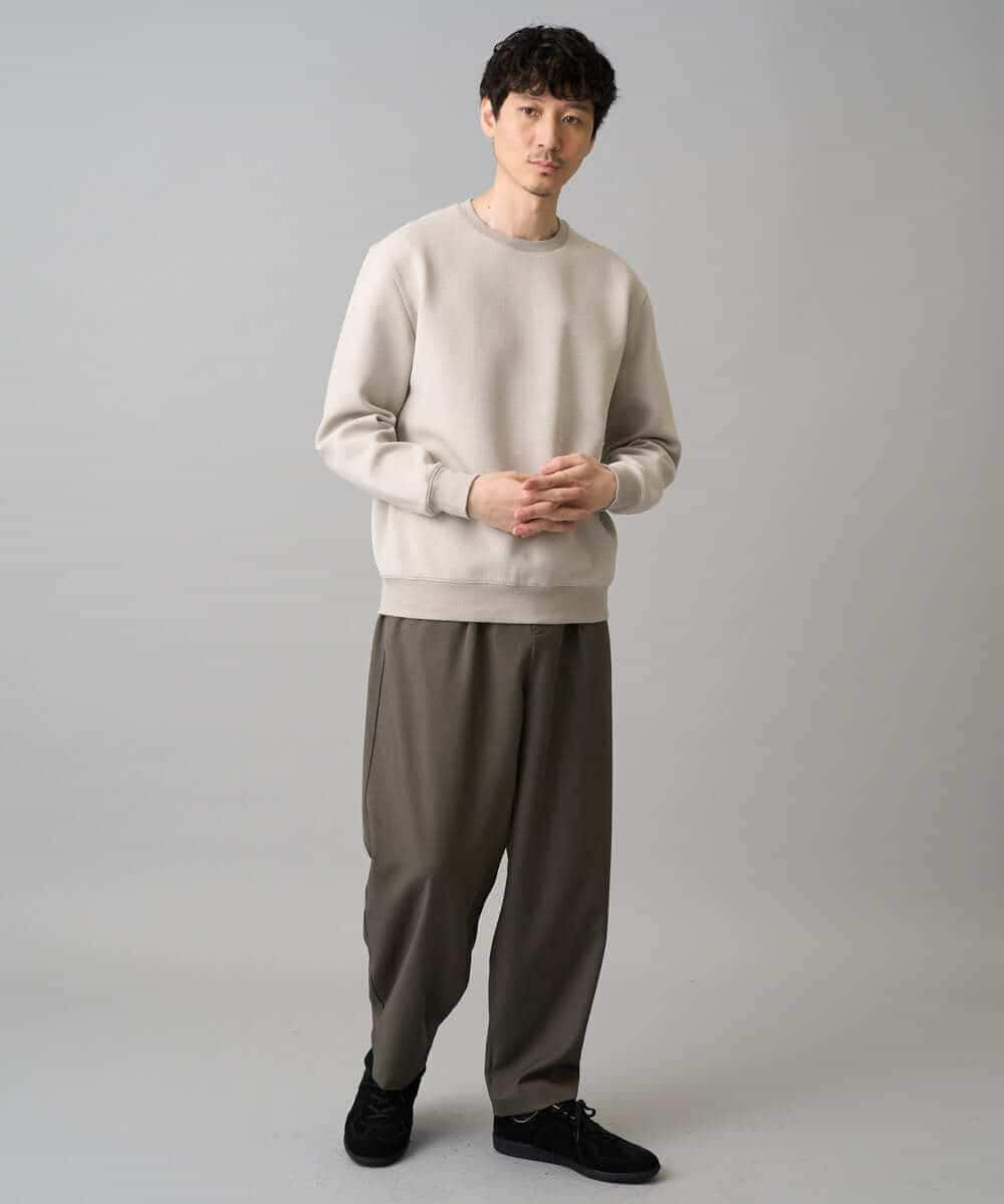 KHLED12069 a.v.v MEN(アー・ヴェ・ヴェ) 【イージーケア/洗濯機で洗える/毛玉になりにくい/ストレッチ】メランジツイルイージーバルーンパンツ ブラック