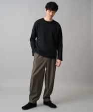 KHLED12069 a.v.v MEN(アー・ヴェ・ヴェ) 【イージーケア/洗濯機で洗える/毛玉になりにくい/ストレッチ】メランジツイルイージーバルーンパンツ ブラック