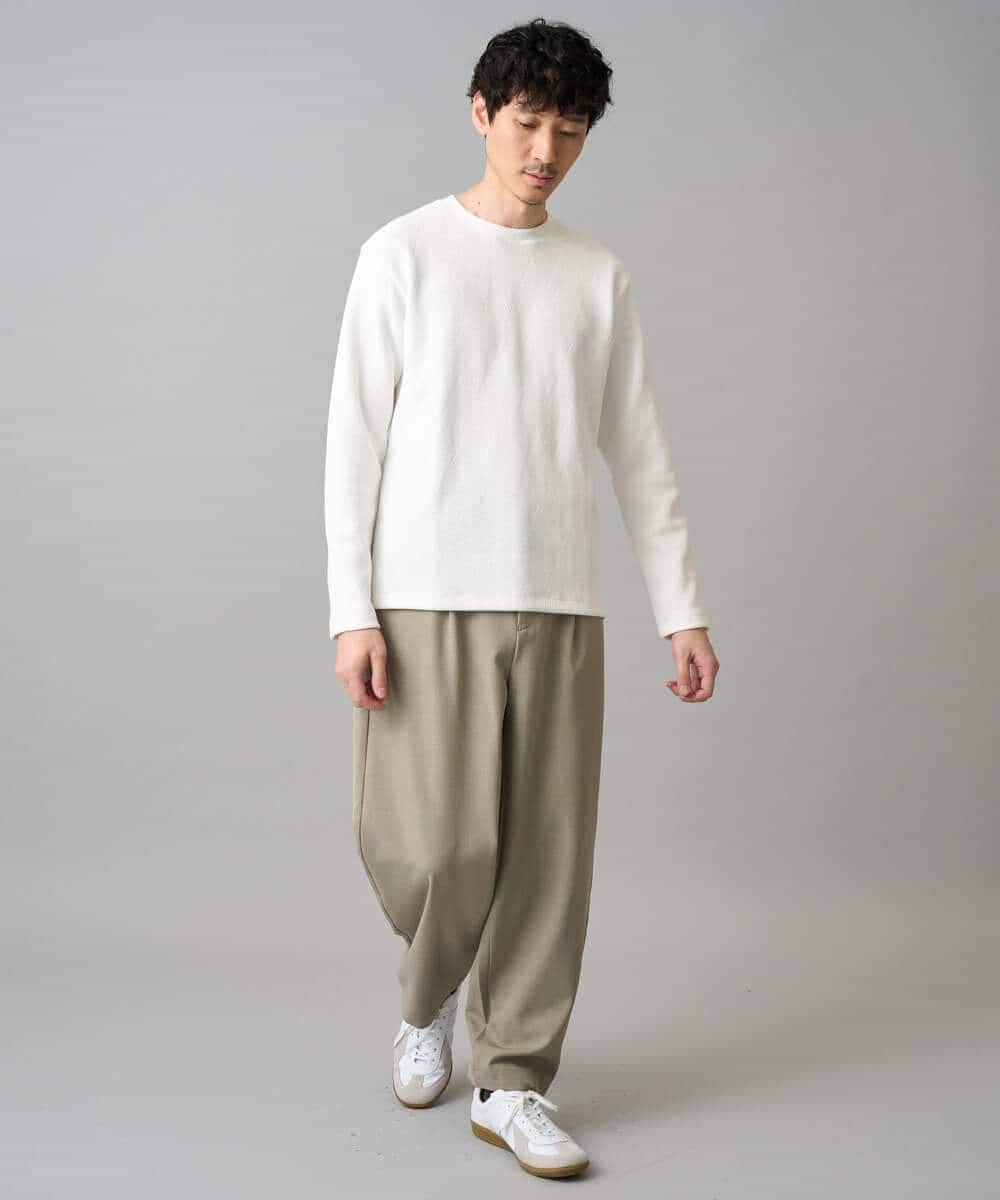 KHLED12069 a.v.v MEN(アー・ヴェ・ヴェ) 【イージーケア/洗濯機で洗える/毛玉になりにくい/ストレッチ】メランジツイルイージーバルーンパンツ ブラック