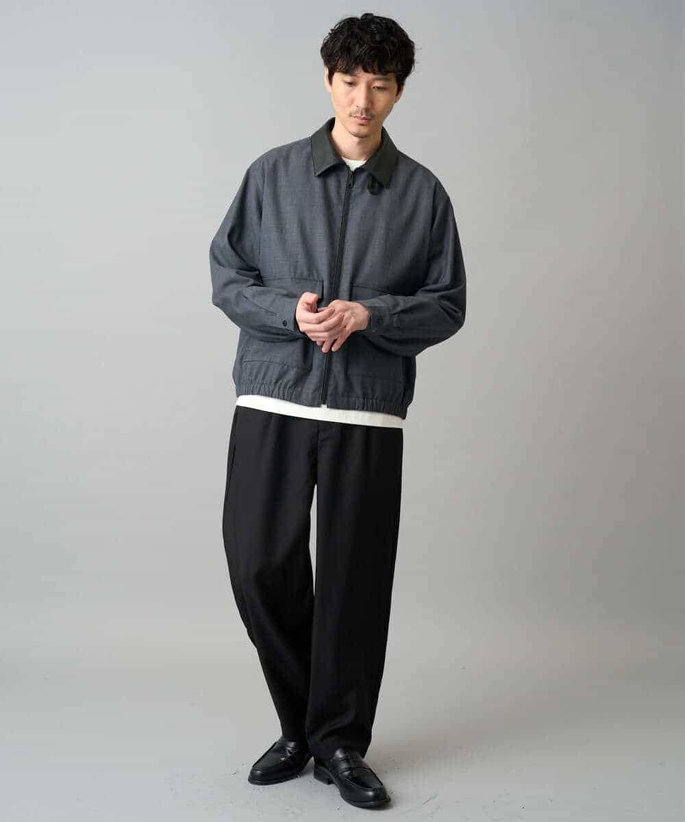 KHLED12069 a.v.v MEN(アー・ヴェ・ヴェ) 【イージーケア/洗濯機で洗える/毛玉になりにくい/ストレッチ】メランジツイルイージーバルーンパンツ ブラック