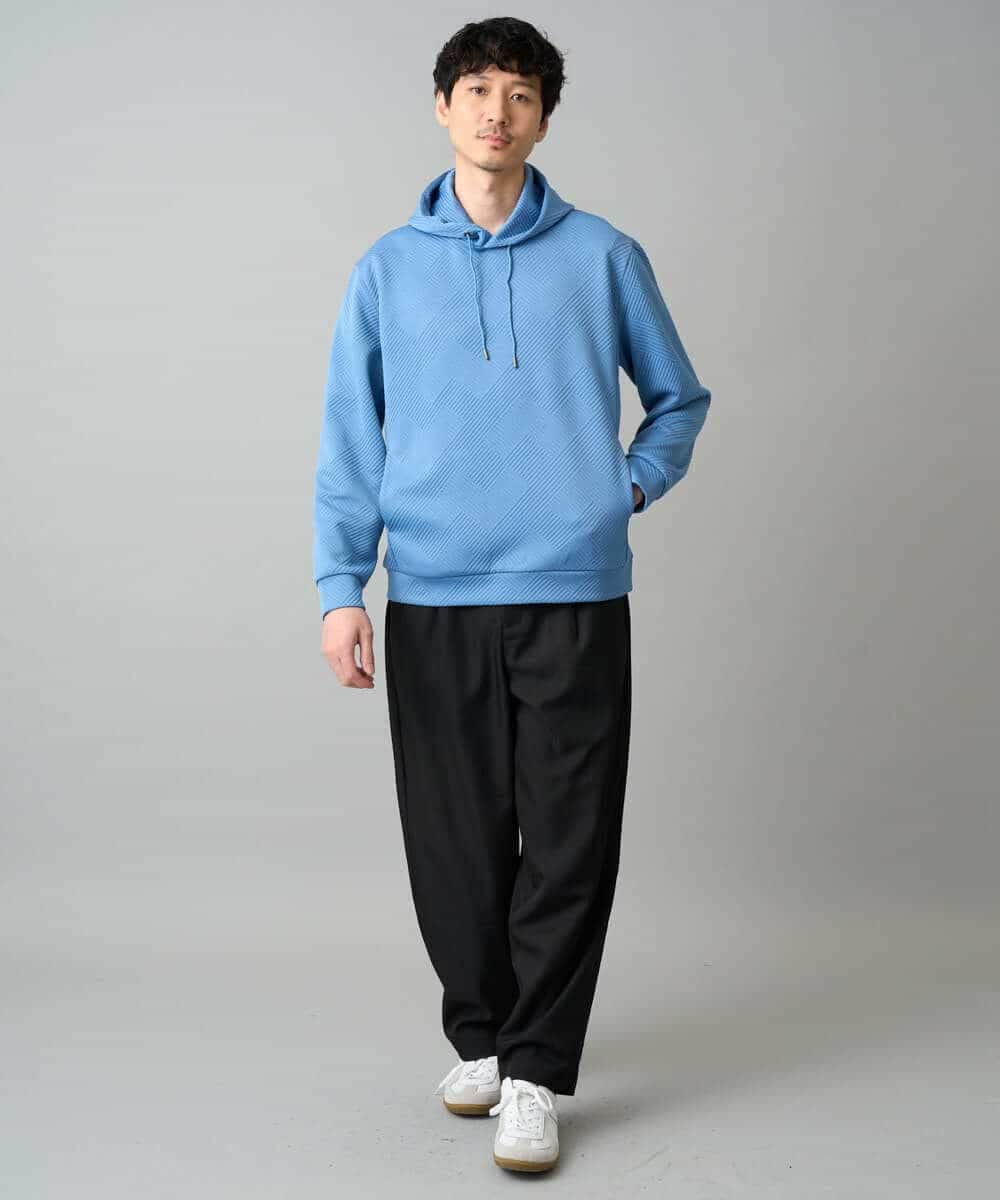 KHLED12069 a.v.v MEN(アー・ヴェ・ヴェ) 【イージーケア/洗濯機で洗える/毛玉になりにくい/ストレッチ】メランジツイルイージーバルーンパンツ ブラック