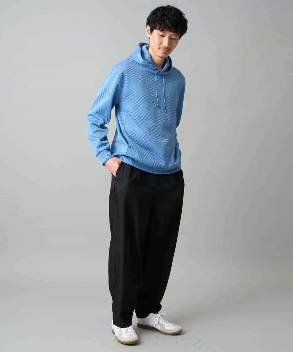 KHLED12069 a.v.v MEN(アー・ヴェ・ヴェ) 【イージーケア/洗濯機で洗える/毛玉になりにくい/ストレッチ】メランジツイルイージーバルーンパンツ ブラック