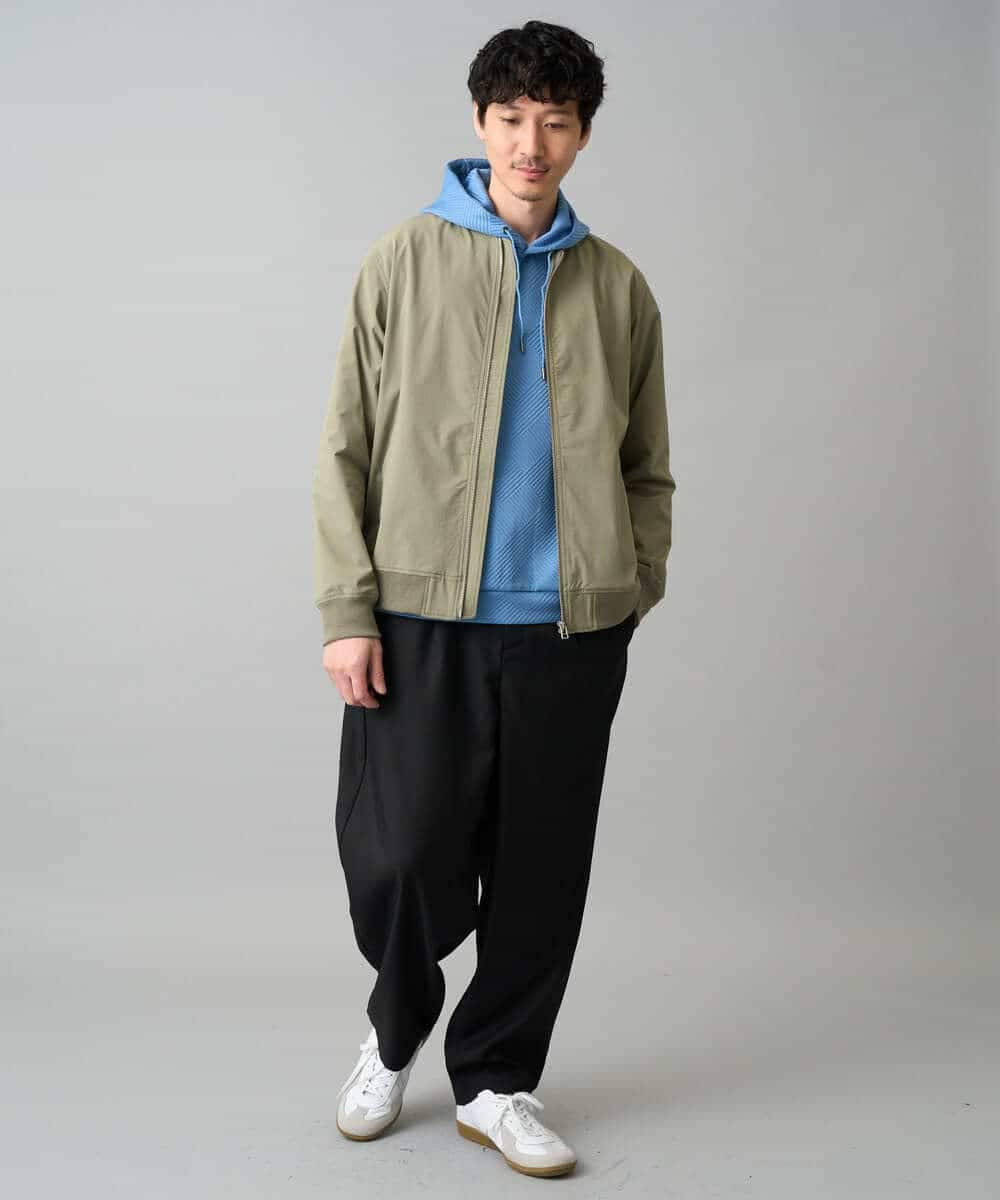 KHLED12069 a.v.v MEN(アー・ヴェ・ヴェ) 【イージーケア/洗濯機で洗える/毛玉になりにくい/ストレッチ】メランジツイルイージーバルーンパンツ ブラック