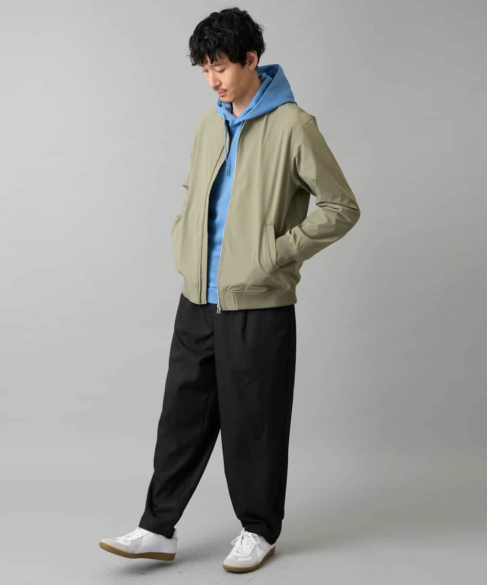 KHLED12069 a.v.v MEN(アー・ヴェ・ヴェ) 【イージーケア/洗濯機で洗える/毛玉になりにくい/ストレッチ】メランジツイルイージーバルーンパンツ ブラック