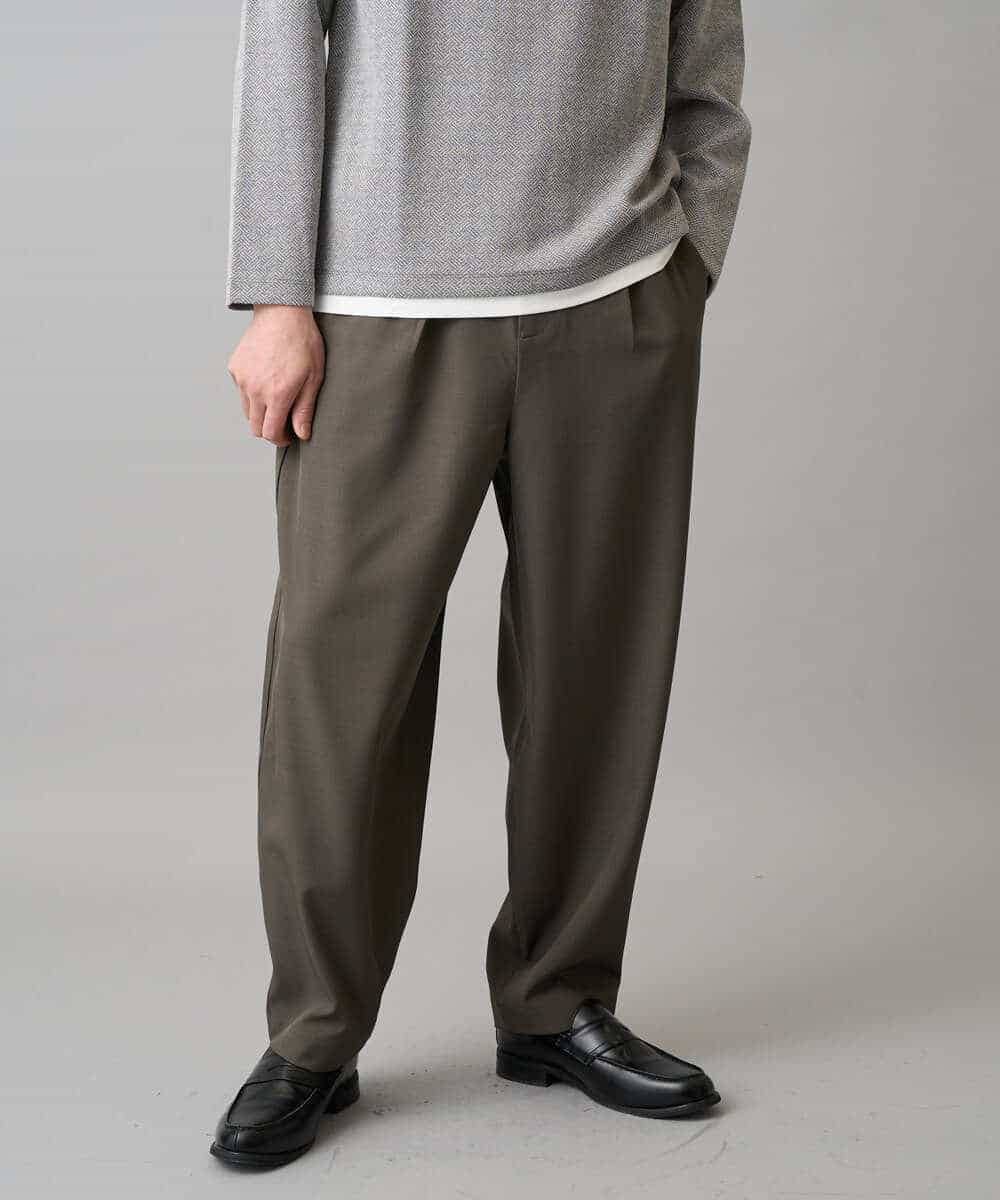 KHLED12069 a.v.v MEN(アー・ヴェ・ヴェ) 【イージーケア/洗濯機で洗える/毛玉になりにくい/ストレッチ】メランジツイルイージーバルーンパンツ ブラック