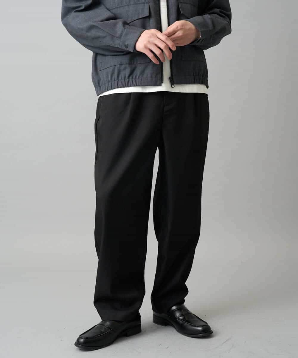 KHLED12069 a.v.v MEN(アー・ヴェ・ヴェ) 【イージーケア/洗濯機で洗える/毛玉になりにくい/ストレッチ】メランジツイルイージーバルーンパンツ ブラック