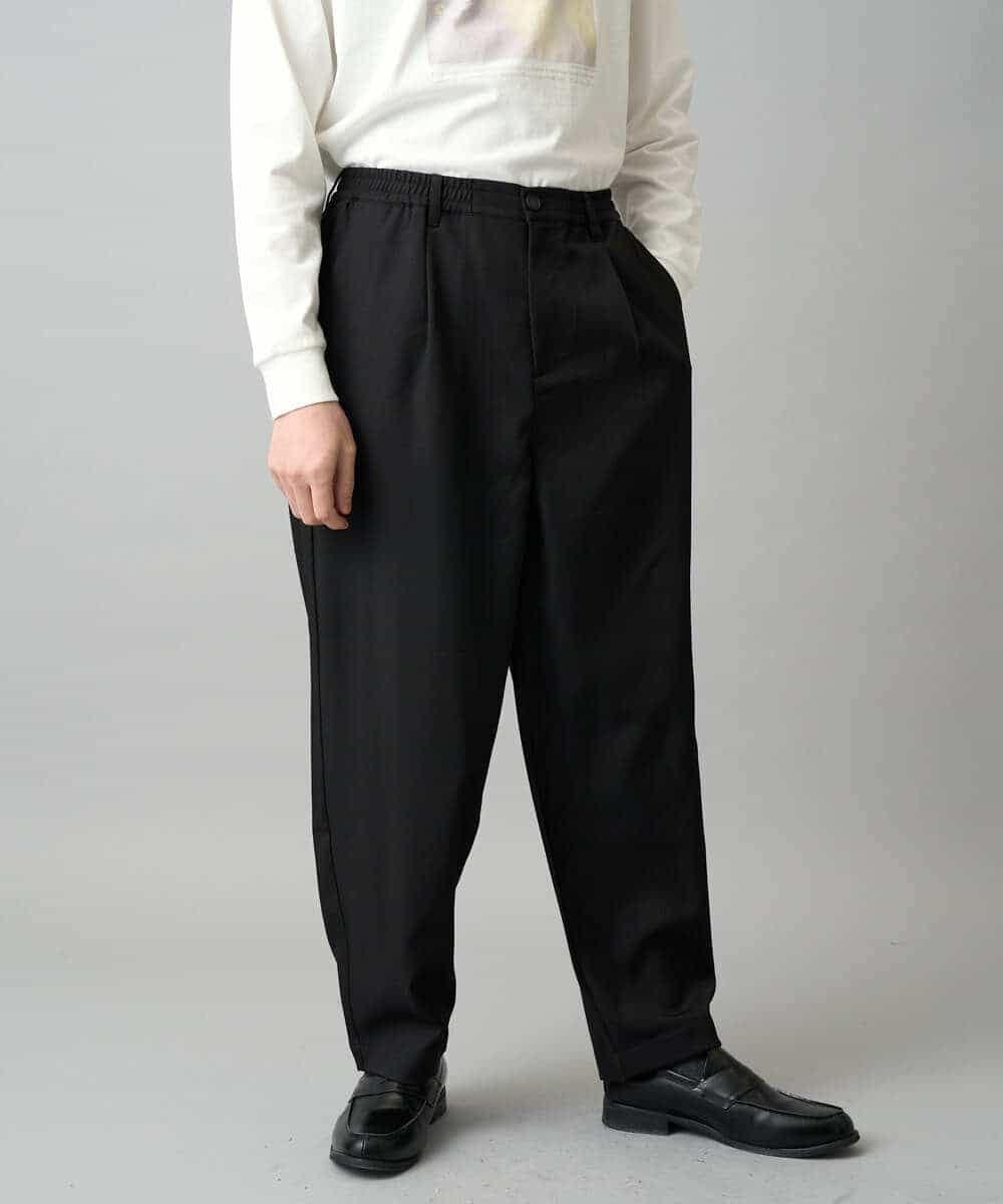 KHLED12069 a.v.v MEN(アー・ヴェ・ヴェ) 【イージーケア/洗濯機で洗える/毛玉になりにくい/ストレッチ】メランジツイルイージーバルーンパンツ ブラック