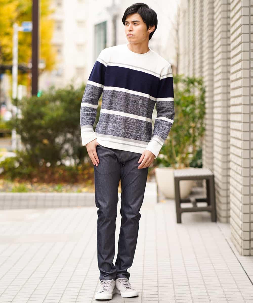 KHLEG10059 a.v.v MEN(アー・ヴェ・ヴェ) ワンダーシェイプストレッチスキニーパンツ ネイビー