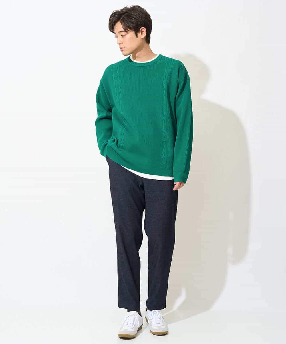 KHLEV02064 a.v.v MEN(アー・ヴェ・ヴェ) 【ストレッチ】スマートシャンブレーテーパードパンツ ブラック