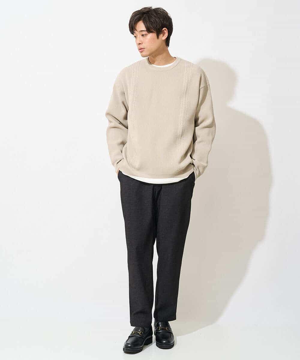 KHLEV02064 a.v.v MEN(アー・ヴェ・ヴェ) 【ストレッチ】スマートシャンブレーテーパードパンツ ブラック