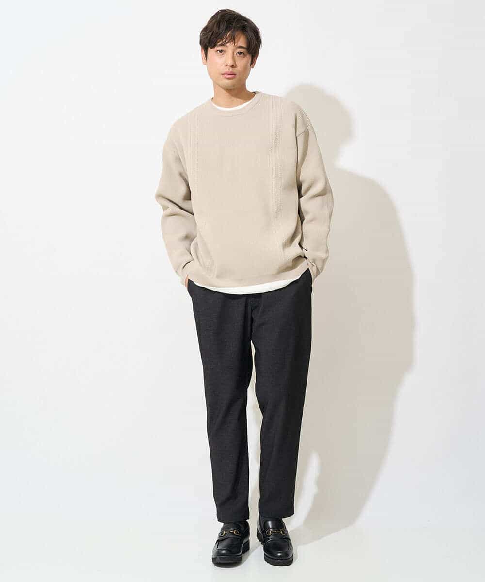 KHLEV02064 a.v.v MEN(アー・ヴェ・ヴェ) 【ストレッチ】スマートシャンブレーテーパードパンツ ブラック