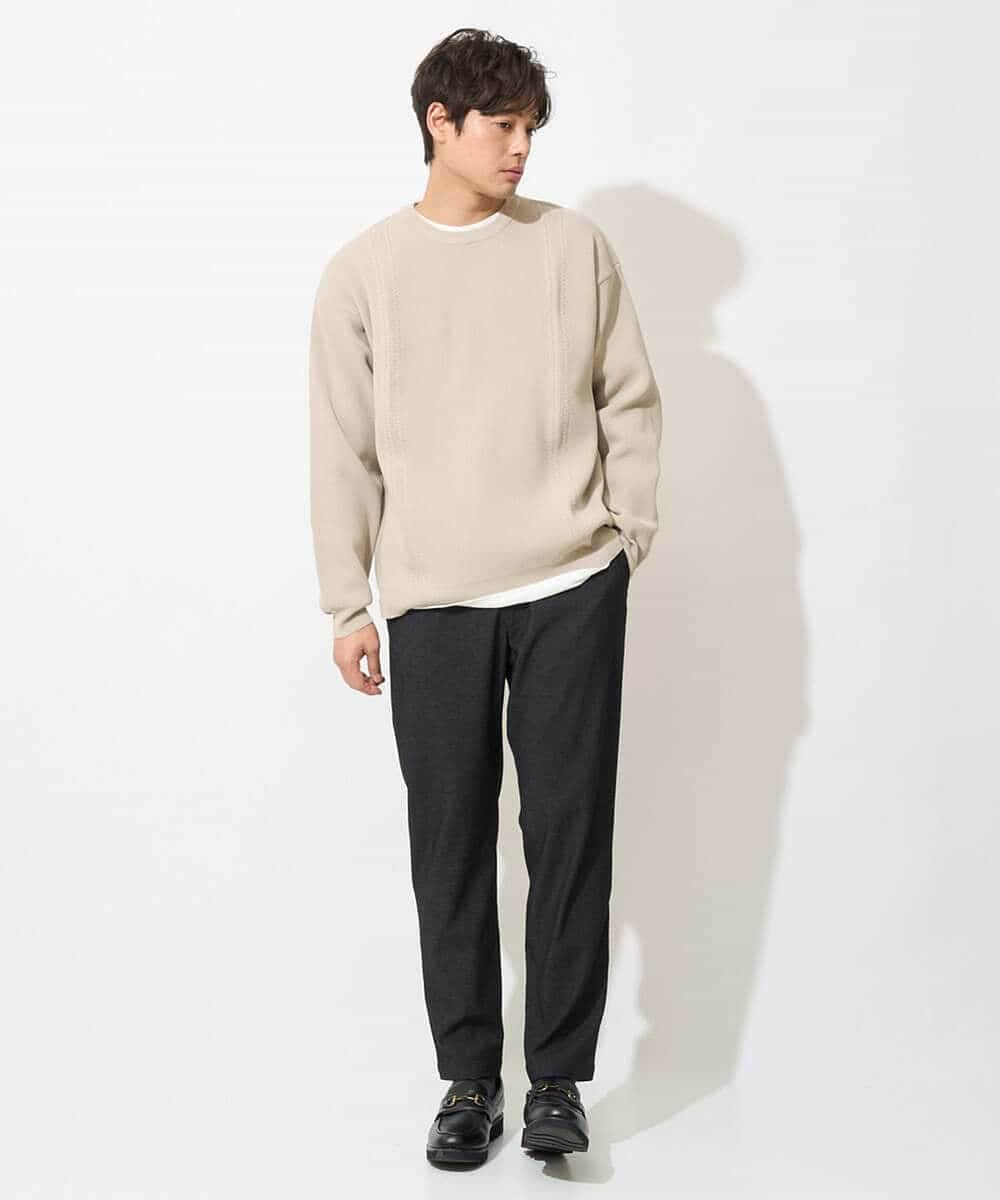 KHLEV02064 a.v.v MEN(アー・ヴェ・ヴェ) 【ストレッチ】スマートシャンブレーテーパードパンツ ブラック