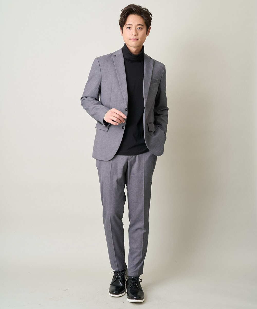 KHLEV80069 a.v.v MEN(アー・ヴェ・ヴェ) 【ビジネス/七五三/セレモニー】シャークスキンストレッチイージースラックス（セットアップ可） ダークグレー