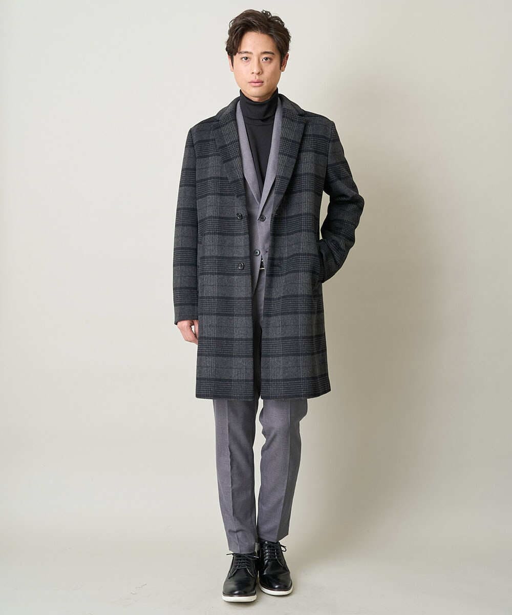 KHLEV80069 a.v.v MEN(アー・ヴェ・ヴェ) 【ビジネス/七五三/セレモニー】シャークスキンストレッチイージースラックス（セットアップ可） ダークグレー