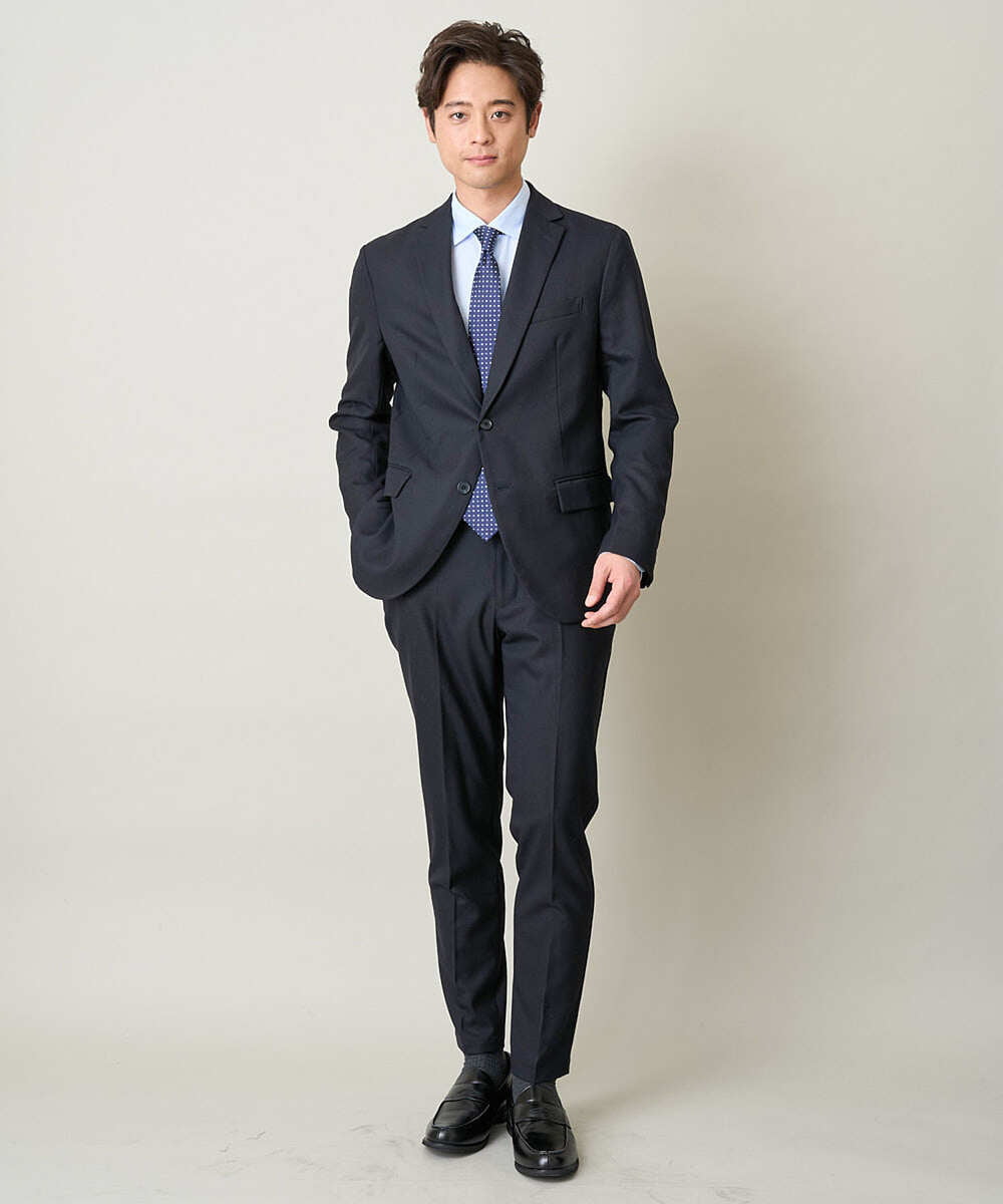 KHLEV80069 a.v.v MEN(アー・ヴェ・ヴェ) 【ビジネス/七五三/セレモニー】シャークスキンストレッチイージースラックス（セットアップ可） ダークグレー