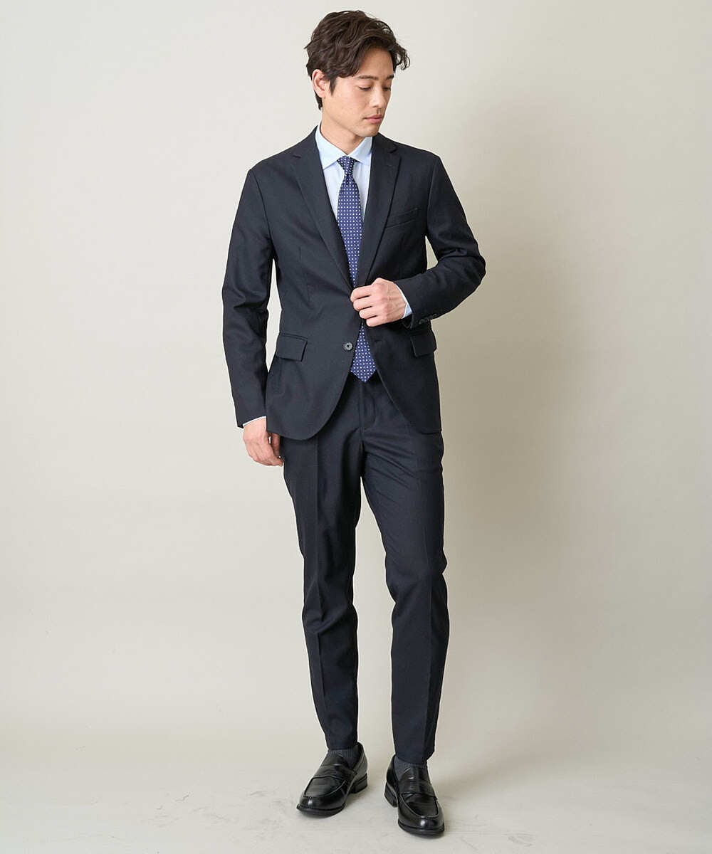 KHLEV80069 a.v.v MEN(アー・ヴェ・ヴェ) 【ビジネス/七五三/セレモニー】シャークスキンストレッチイージースラックス（セットアップ可） ダークグレー