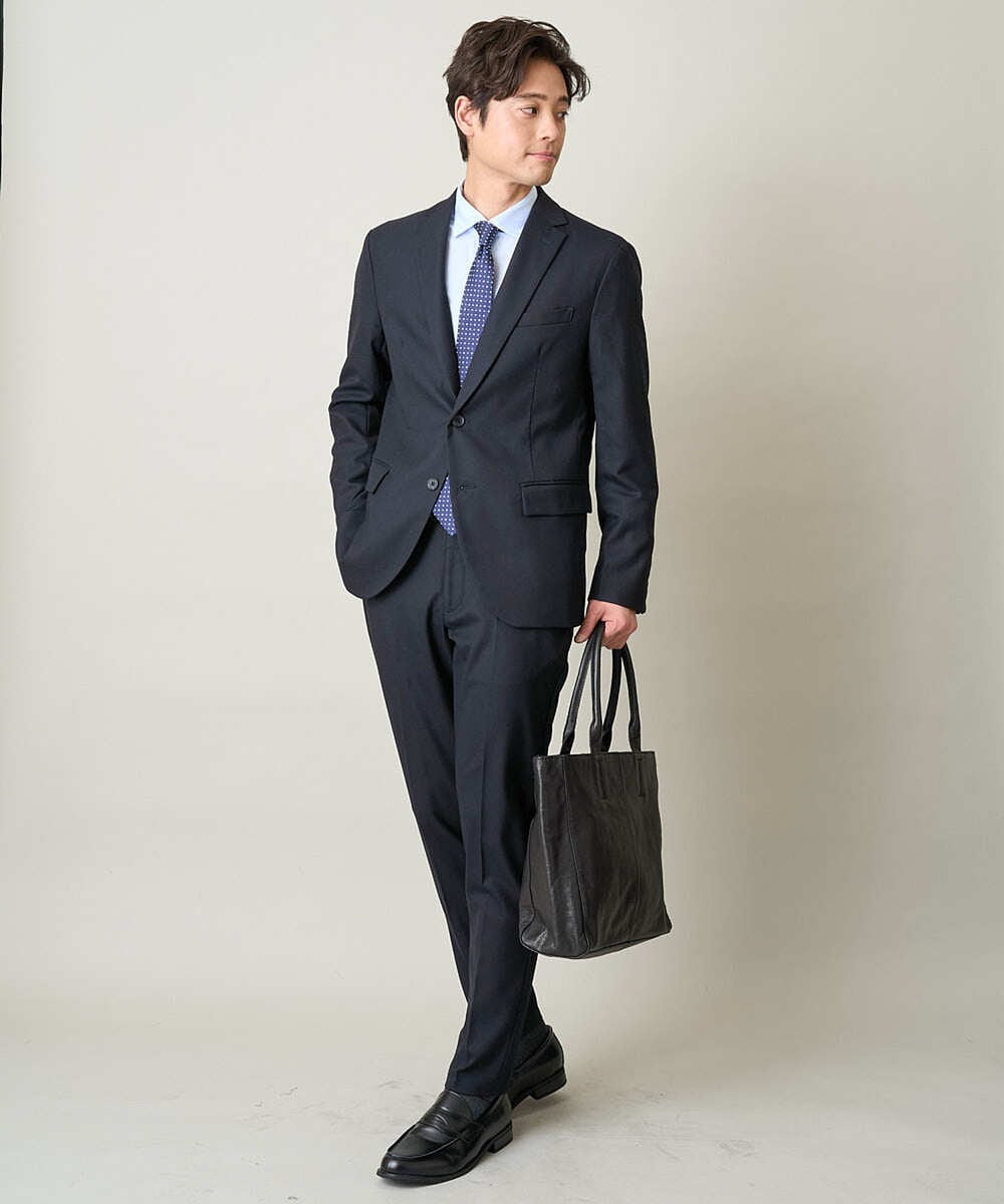 KHLEV80069 a.v.v MEN(アー・ヴェ・ヴェ) 【ビジネス/七五三/セレモニー】シャークスキンストレッチイージースラックス（セットアップ可） ダークグレー