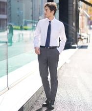 KHLEV80069 a.v.v MEN(アー・ヴェ・ヴェ) 【ビジネス/七五三/セレモニー】シャークスキンストレッチイージースラックス（セットアップ可） ダークグレー