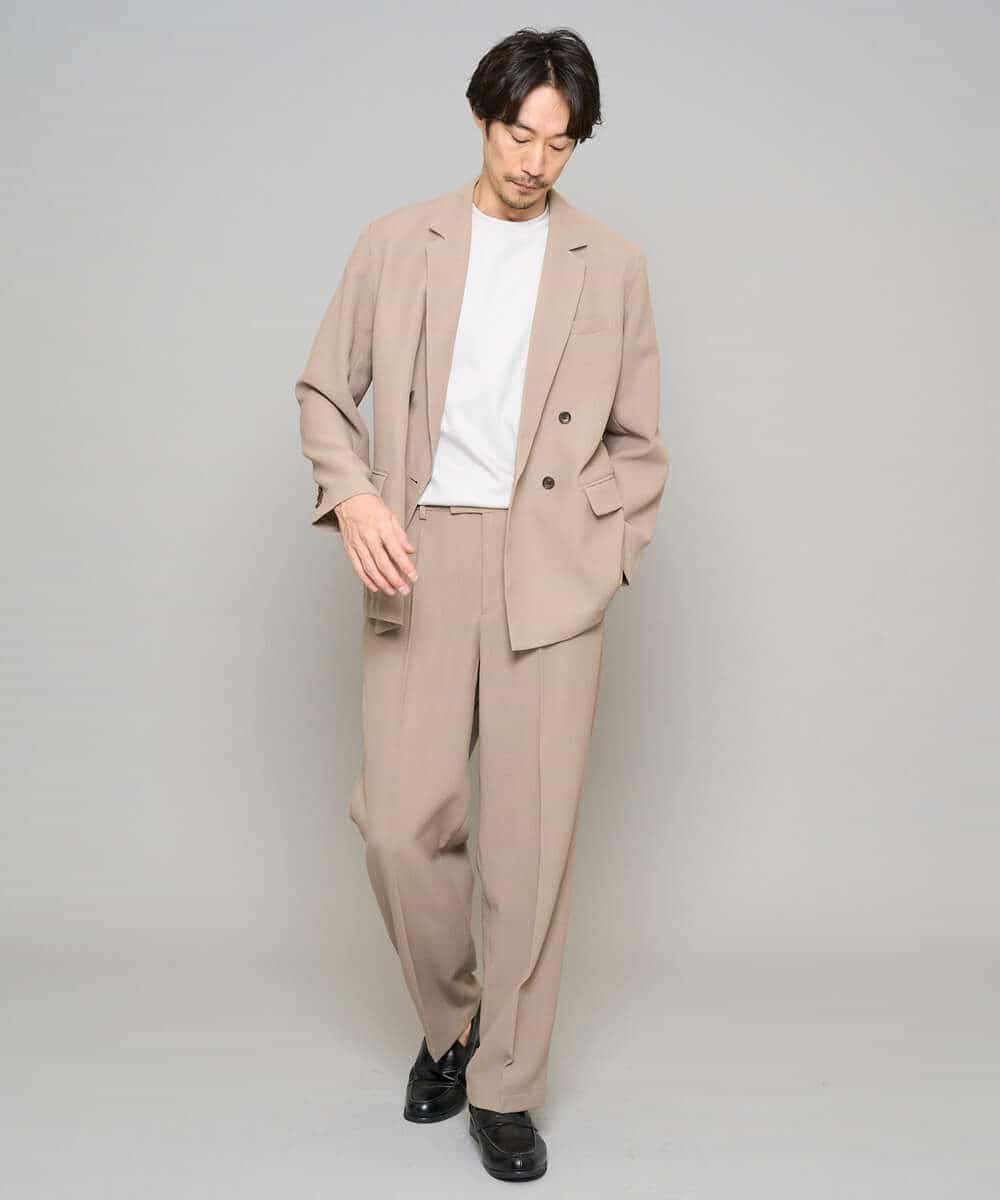 KHLFD13069 a.v.v MEN(アー・ヴェ・ヴェ) 【イージーケア/洗濯機で洗える/毛玉になりにくい/ストレッチ】メッシュストレッチワンタックワイドイージースラックス ダークグレー