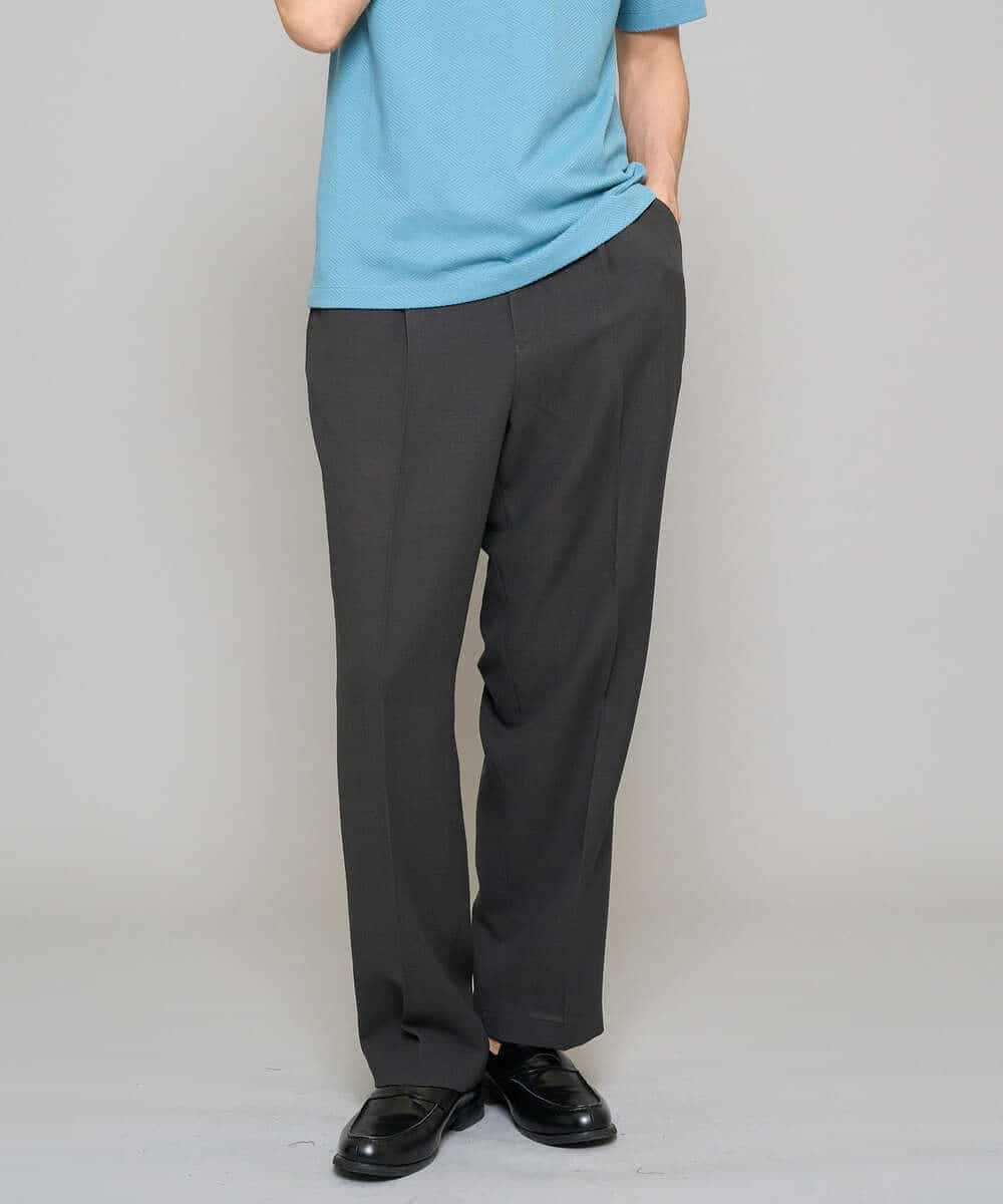 KHLFD13069 a.v.v MEN(アー・ヴェ・ヴェ) 【イージーケア/洗濯機で洗える/毛玉になりにくい/ストレッチ】メッシュストレッチワンタックワイドイージースラックス ダークグレー