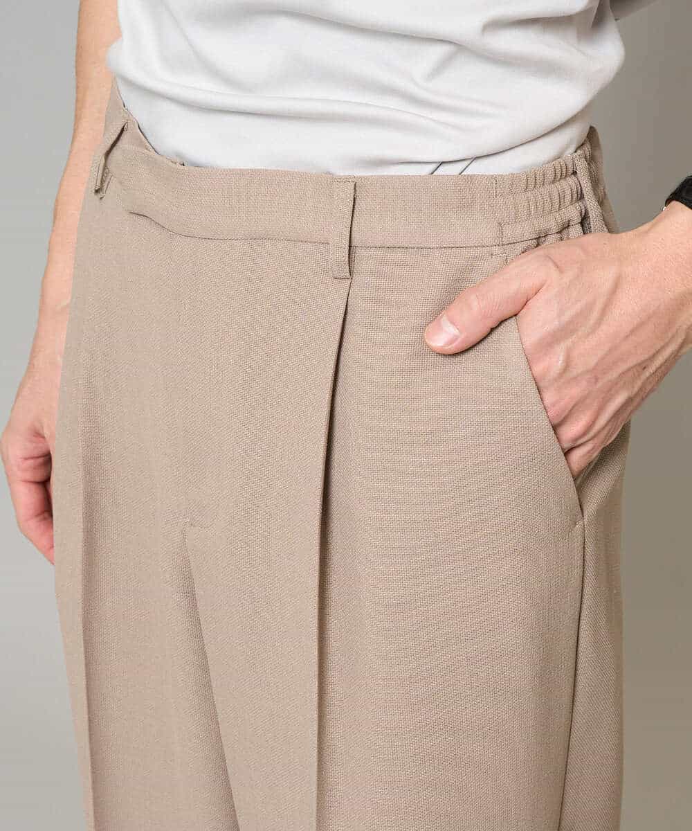 KHLFD13069 a.v.v MEN(アー・ヴェ・ヴェ) 【イージーケア/洗濯機で洗える/毛玉になりにくい/ストレッチ】メッシュストレッチワンタックワイドイージースラックス ダークグレー