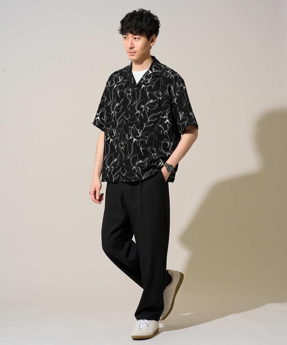 KHLFD14069 a.v.v MEN(アー・ヴェ・ヴェ) 【イージーケア/洗濯機で洗える/速乾/毛玉になりにくい/ストレッチ】メランジストレッチ１タックワイドイージースラックス アイボリー