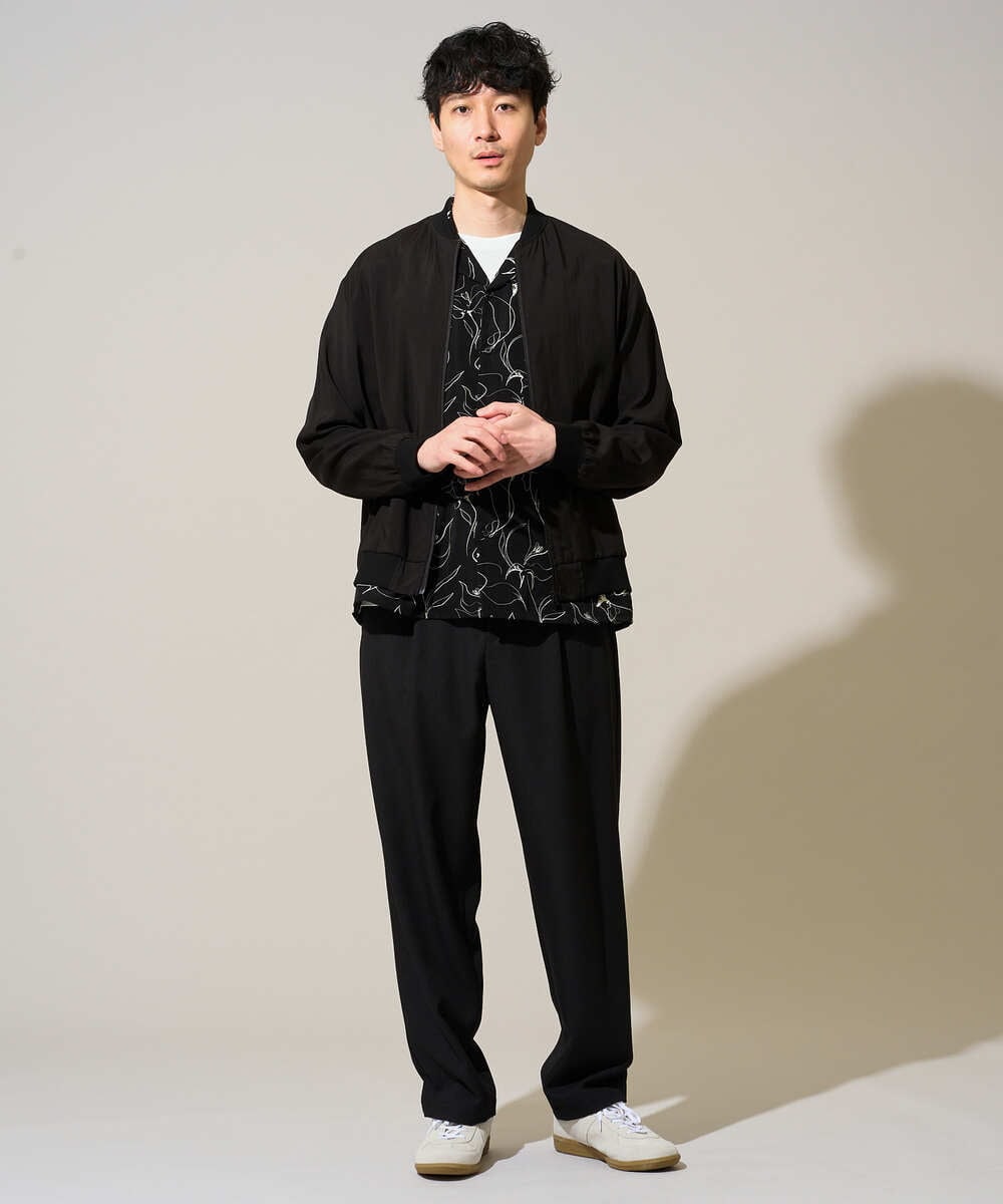 KHLFD14069 a.v.v MEN(アー・ヴェ・ヴェ) 【イージーケア/洗濯機で洗える/速乾/毛玉になりにくい/ストレッチ】メランジストレッチ１タックワイドイージースラックス アイボリー