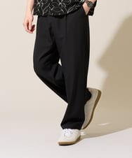 KHLFD14069 a.v.v MEN(アー・ヴェ・ヴェ) 【イージーケア/洗濯機で洗える/速乾/毛玉になりにくい/ストレッチ】メランジストレッチ１タックワイドイージースラックス ブラック