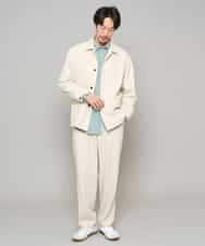 KHLFD14069 a.v.v MEN(アー・ヴェ・ヴェ) 【イージーケア/洗濯機で洗える/速乾/毛玉になりにくい/ストレッチ】メランジストレッチ１タックワイドイージースラックス アイボリー