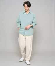 KHLFD14069 a.v.v MEN(アー・ヴェ・ヴェ) 【イージーケア/洗濯機で洗える/速乾/毛玉になりにくい/ストレッチ】メランジストレッチ１タックワイドイージースラックス アイボリー