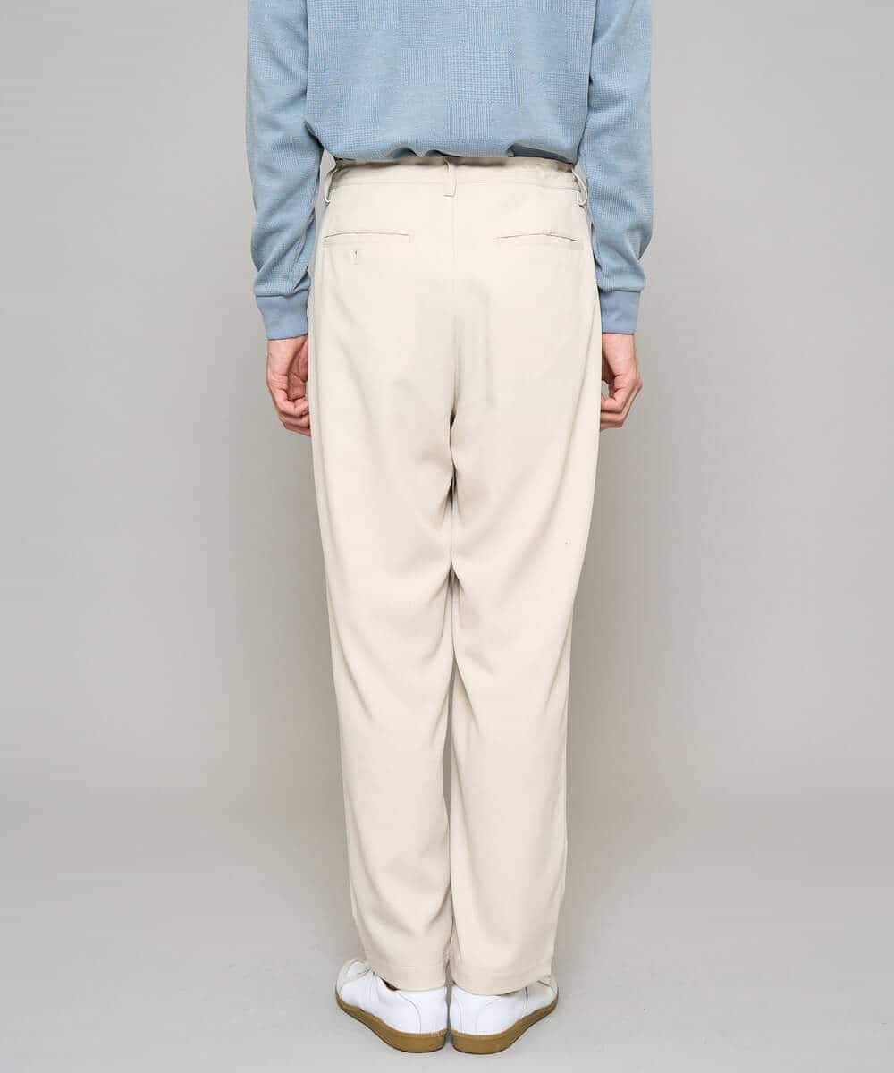 KHLFD14069 a.v.v MEN(アー・ヴェ・ヴェ) 【イージーケア/洗濯機で洗える/速乾/毛玉になりにくい/ストレッチ】メランジストレッチ１タックワイドイージースラックス アイボリー