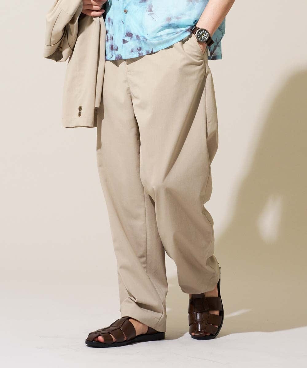 KHLFD17064 a.v.v MEN(アー・ヴェ・ヴェ) 春夏のカジュアルジャケットスタイルにぜひ【イージーケア/洗濯機で洗える/毛玉になりにくい/ストレッチ】春リライト ワイドシルエットイージーパンツ ベージュ