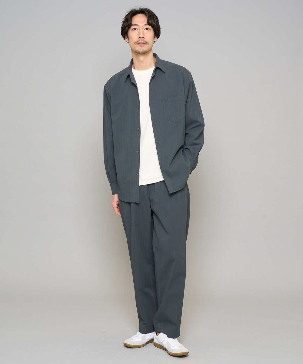 KHLFD17064 a.v.v MEN(アー・ヴェ・ヴェ) 【イージーケア/洗濯機で洗える/毛玉になりにくい/ストレッチ】春リライト ワイドシルエットイージーパンツ ダークグレー