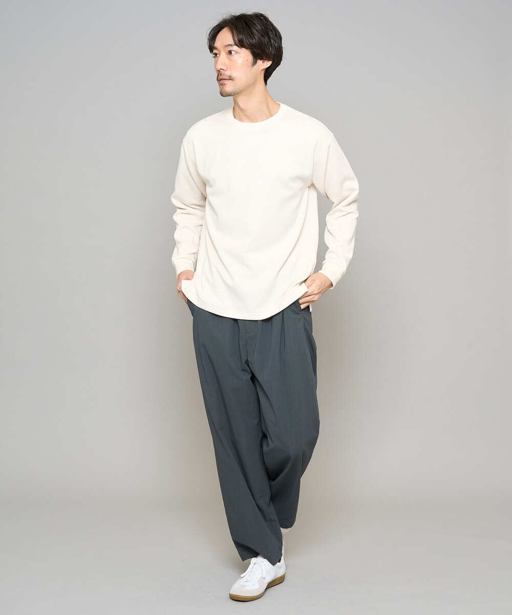 KHLFD17064 a.v.v MEN(アー・ヴェ・ヴェ) 【イージーケア/洗濯機で洗える/毛玉になりにくい/ストレッチ】春リライト ワイドシルエットイージーパンツ ダークグレー