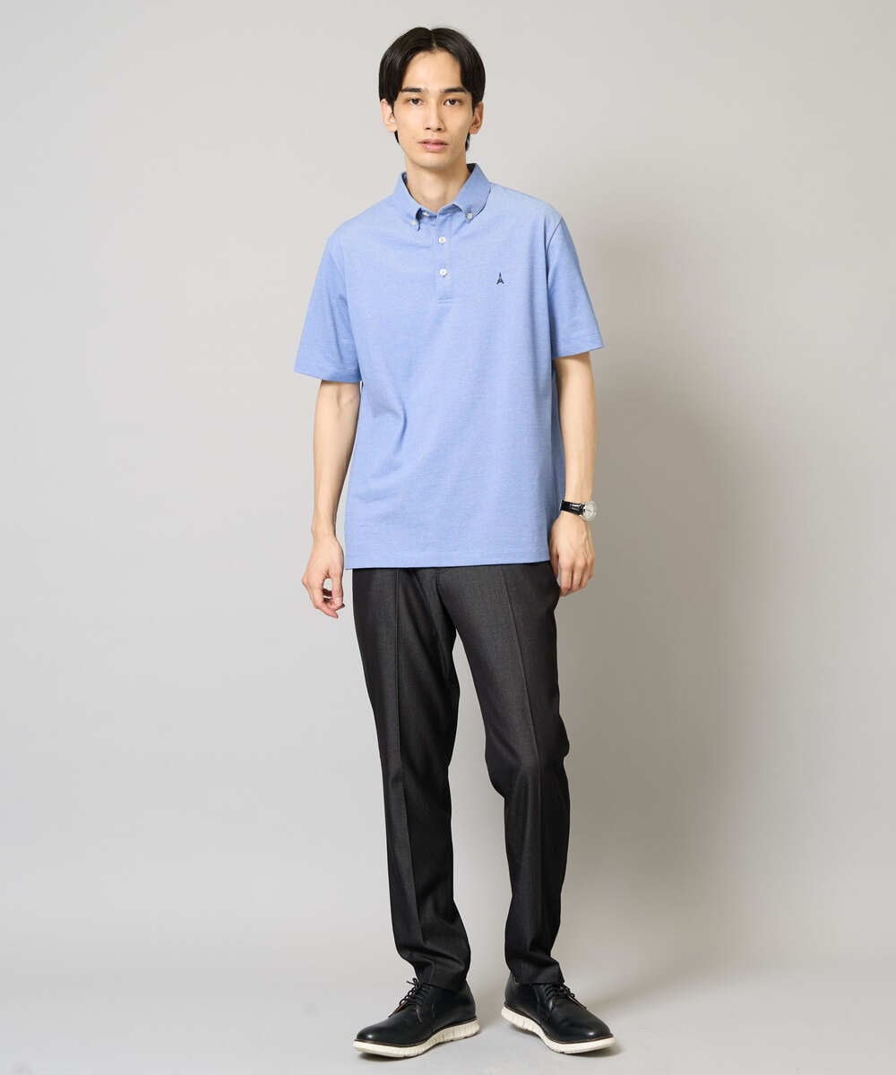 KHLGA25064 a.v.v MEN(アー・ヴェ・ヴェ) 【イージーケア/接触冷感】スマートシャンブレー フルレングス スラックス（セットアップ対応/S～XL展開） ダークグレー
