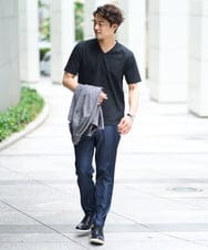 KHLGA25064 a.v.v MEN(アー・ヴェ・ヴェ) 【イージーケア/接触冷感】スマートシャンブレー フルレングス スラックス（セットアップ対応/S～XL展開） ダークグレー