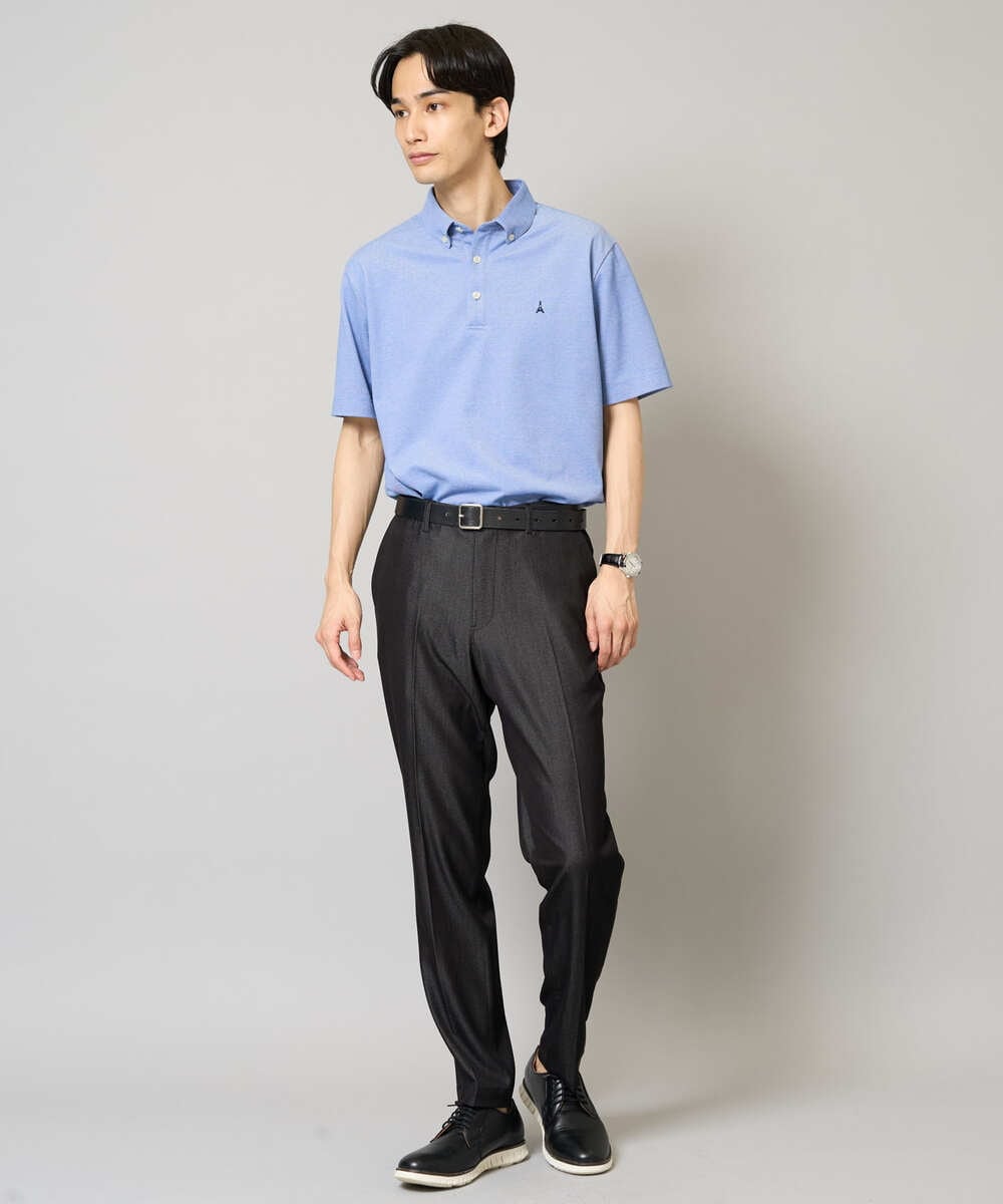 KHLGA25064 a.v.v MEN(アー・ヴェ・ヴェ) 【イージーケア/接触冷感】スマートシャンブレー フルレングス スラックス（セットアップ対応/S～XL展開） ダークグレー