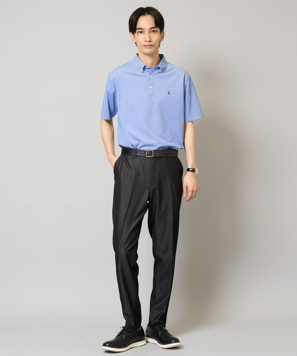 KHLGA25064 a.v.v MEN(アー・ヴェ・ヴェ) 【イージーケア/接触冷感】スマートシャンブレー フルレングス スラックス（セットアップ対応/S～XL展開） ダークグレー