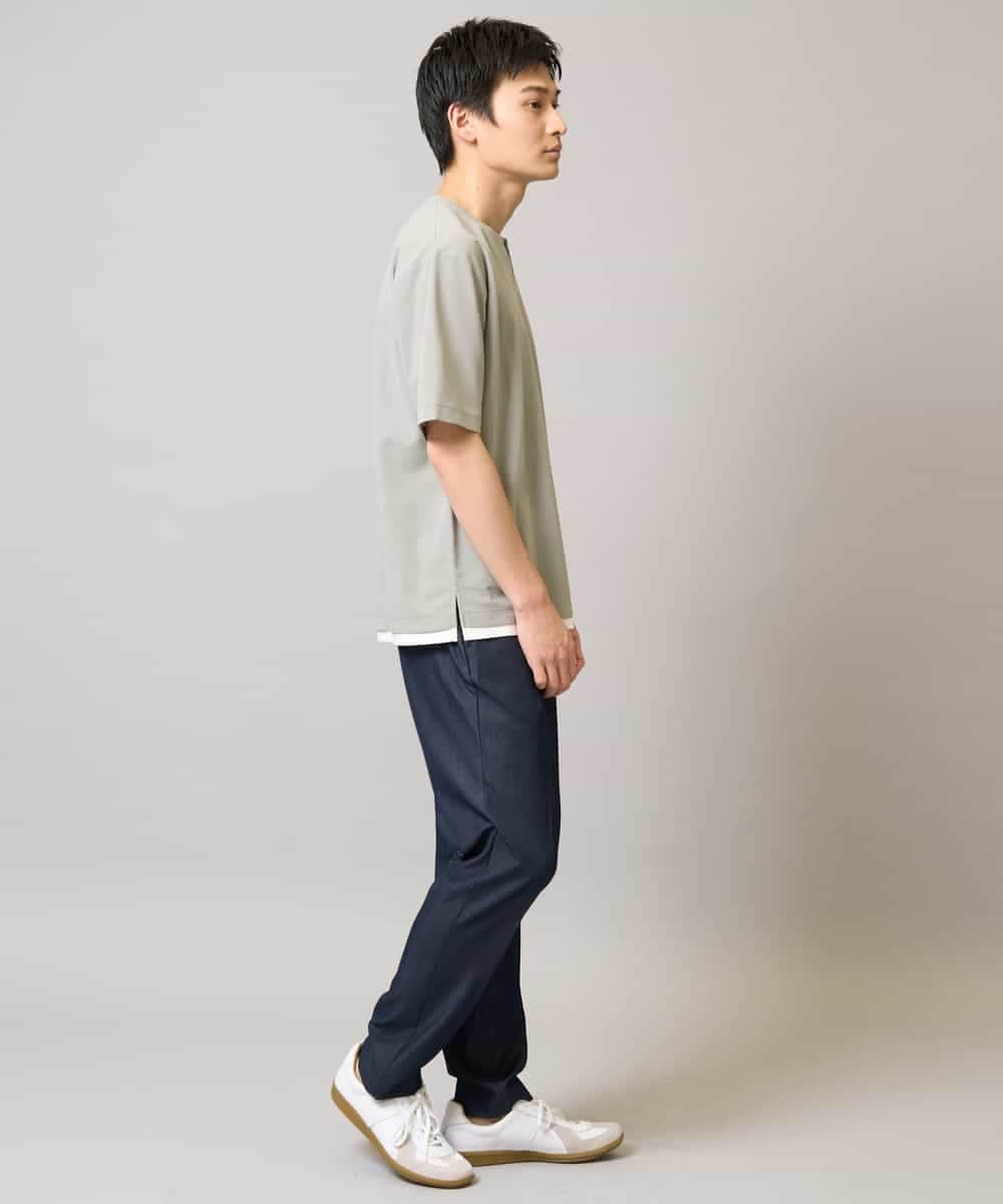 KHLGA25064 a.v.v MEN(アー・ヴェ・ヴェ) 【イージーケア/接触冷感】スマートシャンブレー フルレングス スラックス（セットアップ対応/S～XL展開） ダークグレー