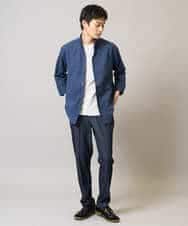 KHLGA25064 a.v.v MEN(アー・ヴェ・ヴェ) 【イージーケア/接触冷感】スマートシャンブレー フルレングス スラックス（セットアップ対応/S～XL展開） ダークグレー