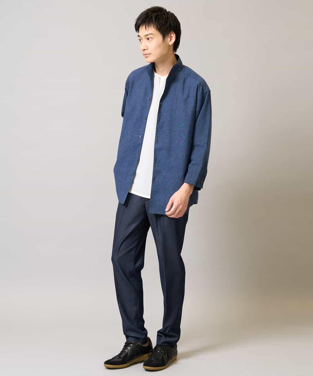 KHLGA25064 a.v.v MEN(アー・ヴェ・ヴェ) 【イージーケア/接触冷感】スマートシャンブレー フルレングス スラックス（セットアップ対応/S～XL展開） ダークグレー