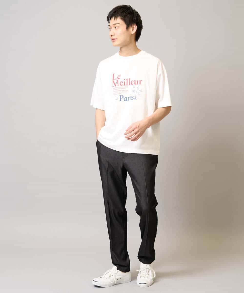 KHLGA25064 a.v.v MEN(アー・ヴェ・ヴェ) 【イージーケア/接触冷感】スマートシャンブレー フルレングス スラックス（セットアップ対応/S～XL展開） ダークグレー