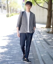 KHLGA35064 a.v.v MEN(アー・ヴェ・ヴェ) 【イージーケア/接触冷感】スマートシャンブレーアンクル丈スラックス ブラック